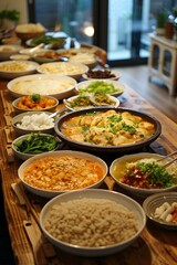 Fototapeta premium A table full of delicious Korean food