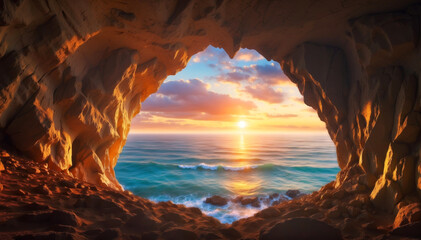 A fantastic seascape from a cave