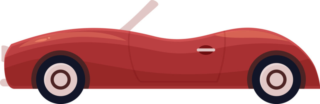 Red convertible classic sports car driving fast on a road trip