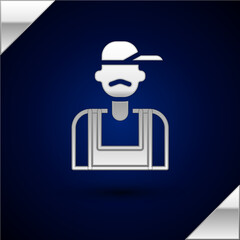 Silver Plumber icon isolated on dark blue background. Vector