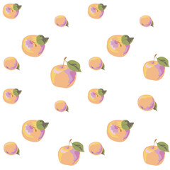 Seamless pattern with drawn apples on a white background. The approach is ideal for backgrounds, web design, printing on fabric, wallpaper, paper. Vector