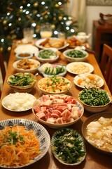 Fototapeta premium A table full of delicious Chinese food