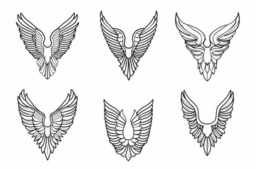 Fototapeta premium Wings flat icon, angel wings emblem, bird feathers minimal silhouette, pigeon sign, spirituality symbol