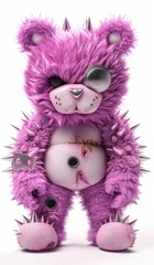 a purple teddy bear with spikes on its head