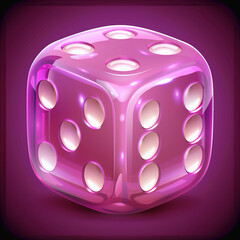 Shiny Plastic Dice Icon on Casino Background