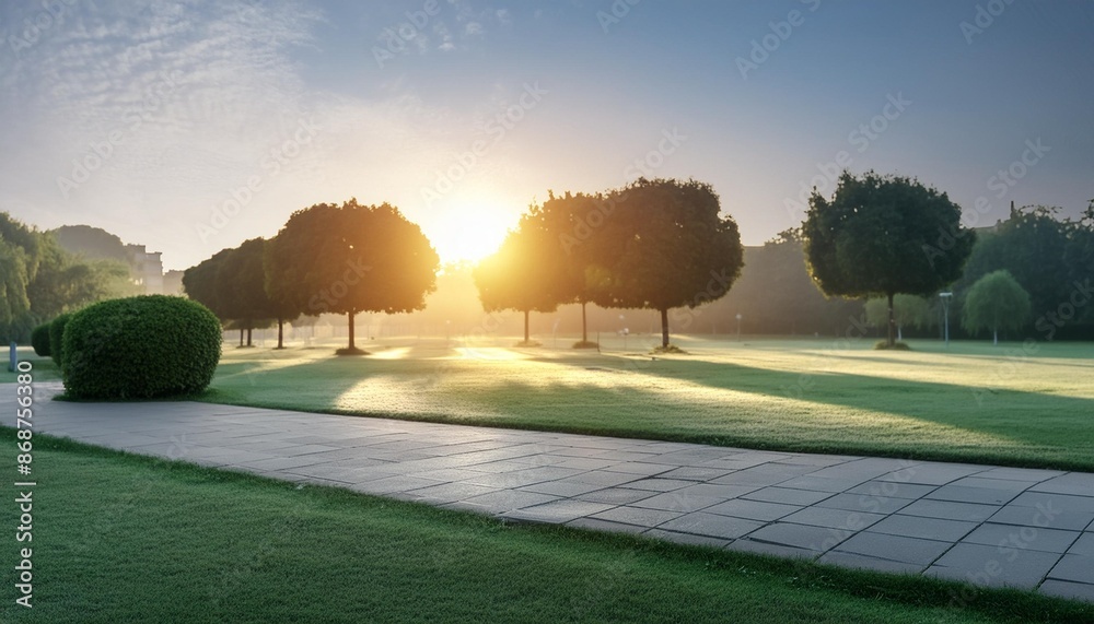 Wall mural park sunrise background