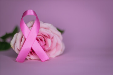 breast cancer symbol with a pink rose