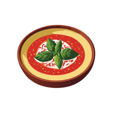 tomato soup with basil in bowl clip art preview