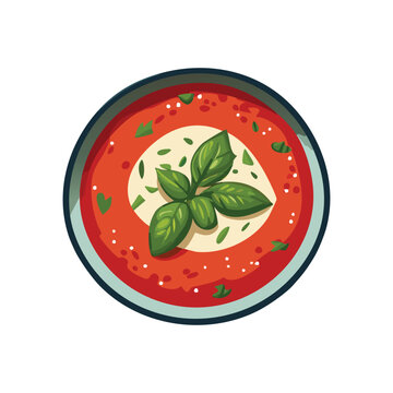 tomato soup with basil in bowl clip art preview