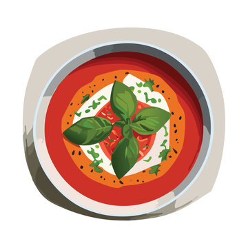 tomato soup with basil, top view clip art preview