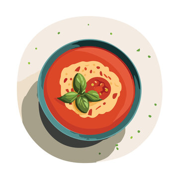 tomato soup bowl with basil clip art preview