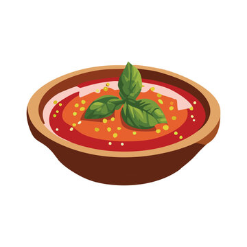 tomato soup bowl with basil clip art preview