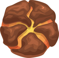 Round chocolate pastry with a star shaped filling showing from above