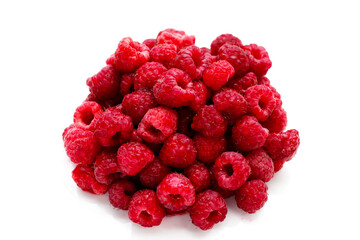 Fresh raspberry on white background.