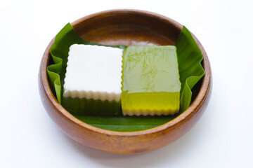 Pandan and coconut jelly. Thai Desserts.