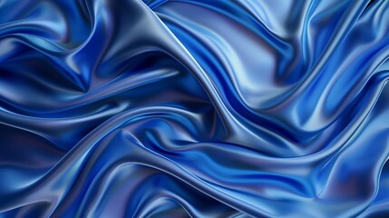 Obraz premium Abstract blue silk background, elegant and luxurious fabric with flowing waves.