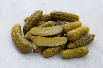 Tasty pickled cucumbers. Fermented vegetables