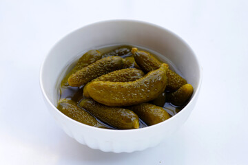 Tasty pickled cucumbers. Fermented vegetables