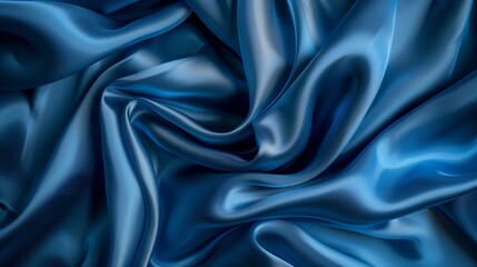 Obraz premium Abstract blue silk background, elegant and luxurious fabric with flowing waves.