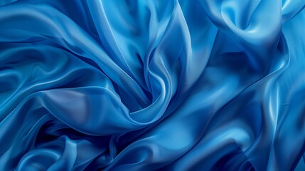 Obraz premium Abstract blue silk background, elegant and luxurious fabric with flowing waves.