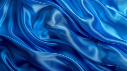 Obraz premium Abstract blue silk background, elegant and luxurious fabric with flowing waves.