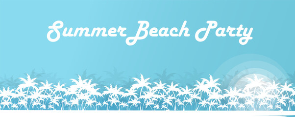 Abstract summer beach party among palm tree