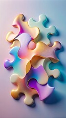Obraz premium Close-up of pastel gradient jigsaw puzzle art