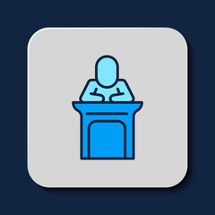 Filled outline Judge icon isolated on blue background. Vector