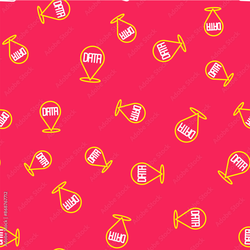 Poster line data analysis icon isolated seamless pattern on red background. business data analysis process,