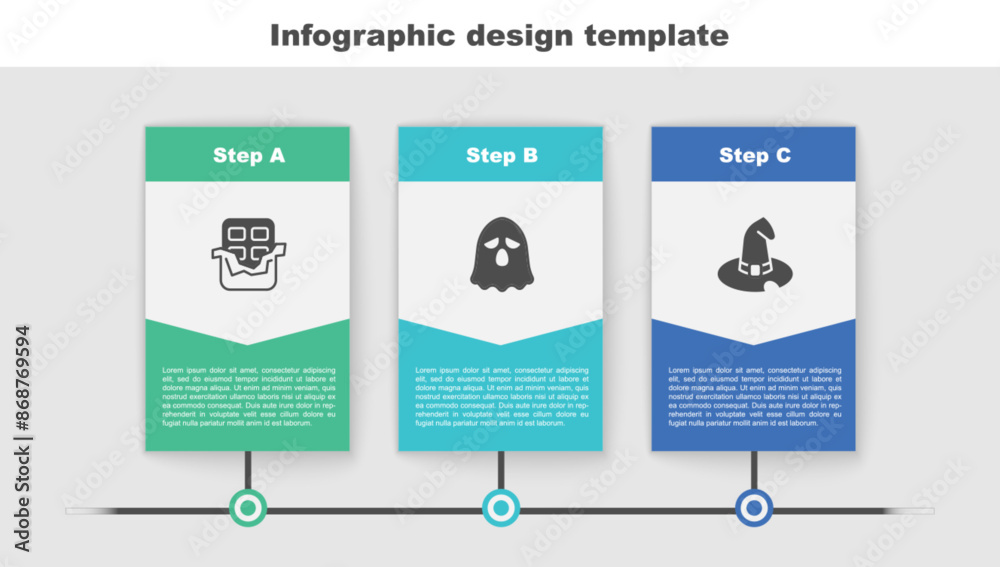 Wall mural set chocolate bar, ghost and witch hat. business infographic template. vector