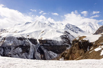 Snowy mountain peaks, Gudauri, Georgia