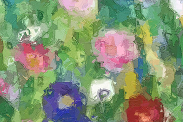 The abstract beauty of oil paintings and various flowers, cats, dogs, birds, lotus leaves, lotus flowers, and chrysanthemums