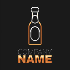 Line Champagne bottle icon isolated on black background. Colorful outline concept. Vector