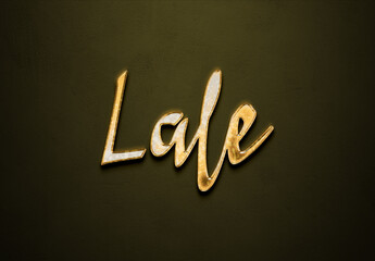 Old gold text effect of Turkish name Lale with 3D glossy style Mockup.