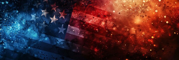 American flag with grunge texture.