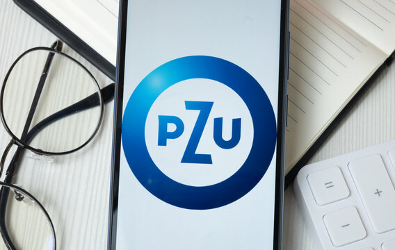 New York, USA - 21 June 2024: Powszechny Zaklad Ubezpieczen Logo on Phone Screen, PZU Company Icon