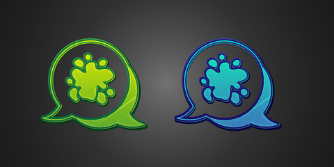 Green and blue Paint spray icon isolated on black background. Vector