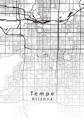 Fototapeta premium Minimalist white map of Tempe, Arizona – A modern map print highlighting infrastructure of the city, useful for tourism purposes 