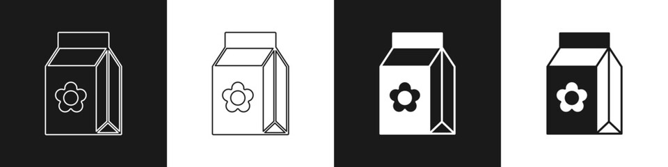 Set Pack full of seeds of a specific plant icon isolated on black and white background. Vector