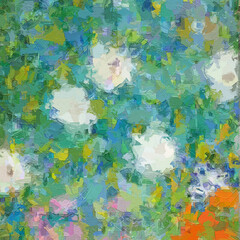 The abstract beauty of oil paintings and various flowers, cats, dogs, birds, lotus leaves, lotus flowers, and chrysanthemums
