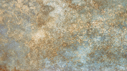 A multicolor wall with a lot of cracks and holes. The wall is made of concrete and has a rough texture