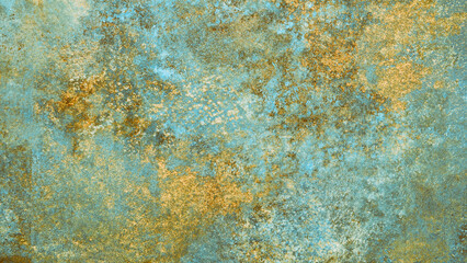 A multicolor wall with a lot of cracks and holes. The wall is made of concrete and has a rough texture