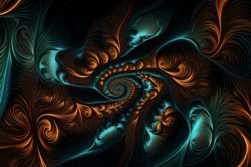 An abstract computer generated fractal design. A fractal is a never-ending pattern.