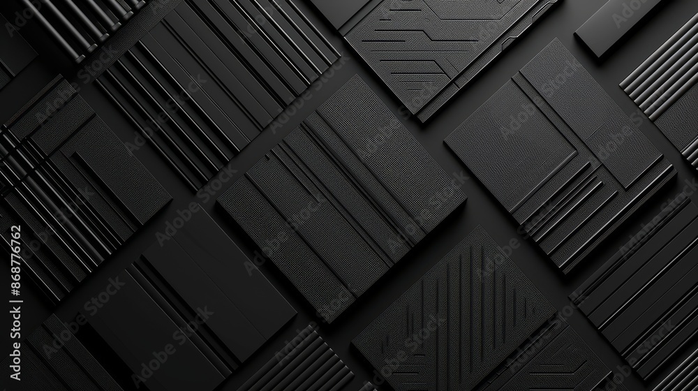 Poster Abstract Black Tiles with Geometric Patterns