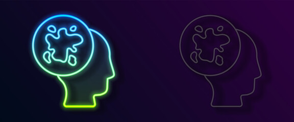 Glowing neon line Paint spray icon isolated on black background. Vector