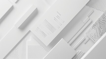 A sleek product display featuring a grey material property and bold font, set against a minimalist backdrop with a rectangular structure and unique lighting from the ceiling.