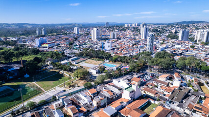 Aerial view of the city of Mogi das Cruzes, São Paulo, Brazil.