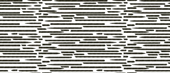 Seamless abstract geometric pattern. Simple background in black, white colors. Digital texture lines. Design for textile fabrics, wrapping paper, background, wallpaper, cover. Illustration.