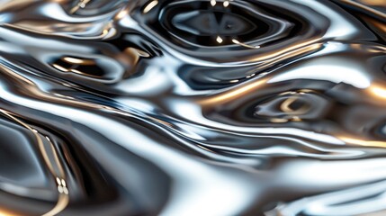 Abstract liquid metal with reflective surfaces.