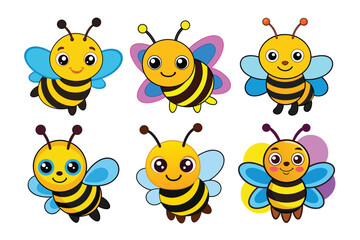 Obraz premium Cartoon happy bee isolated on vector illustration
